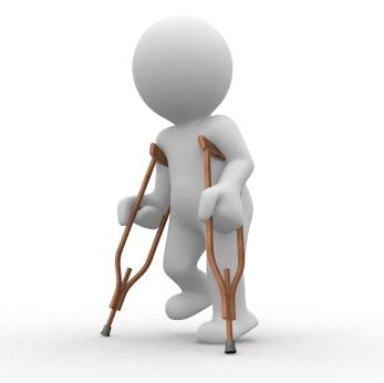 Figure on crutches