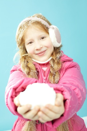 Girl sharing a snowball