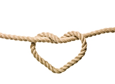 Rope tied in shape of heart